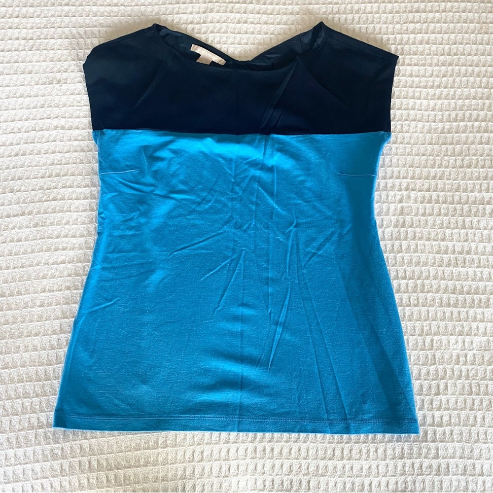 Banana republic blue colorblock cutout back top size 10